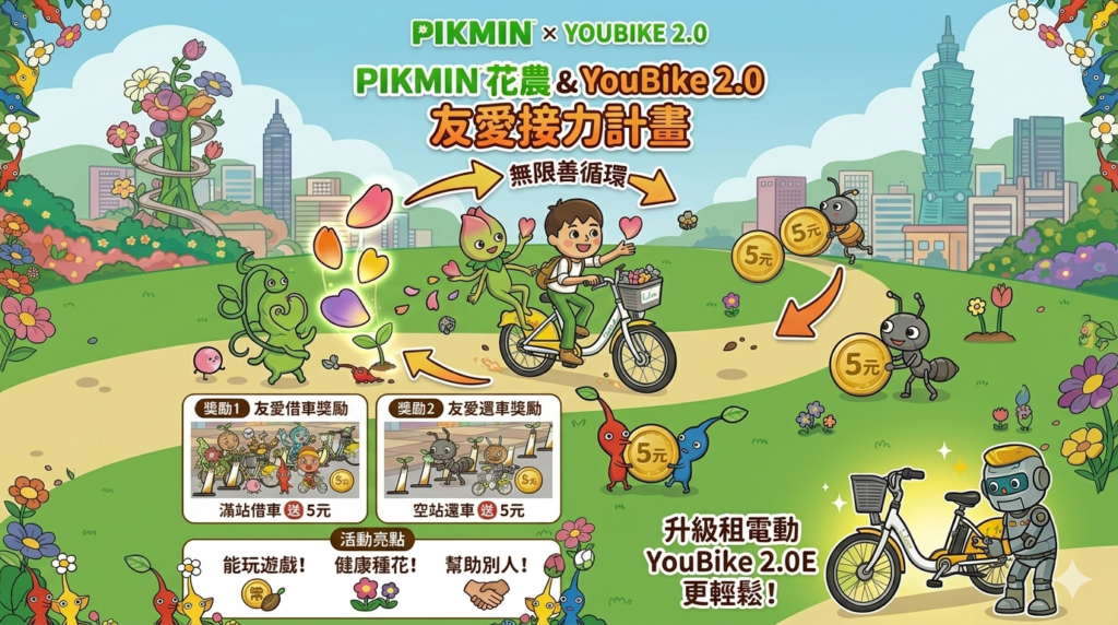【生活提案】邊散步種花還能邊賺錢？YouBike 2.0 「友愛接力計畫」實測：皮克敏花農的無限善循環！